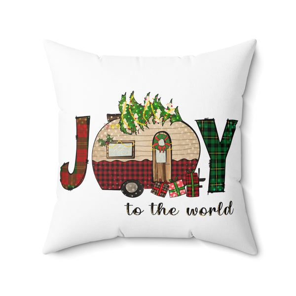 Joy Christmas Camper Square Pillow