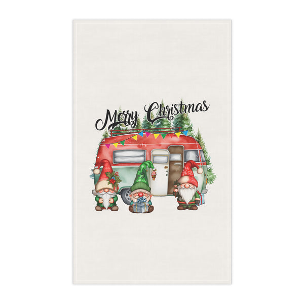 Merry Christmas Camper with Gnomes Kitchen Towel
