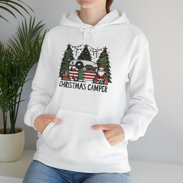 Christmas Camper with Santa Hooded Sweatshirt