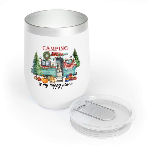 Camping is my Happy PlaceChristmas Camper Wine Tumbler