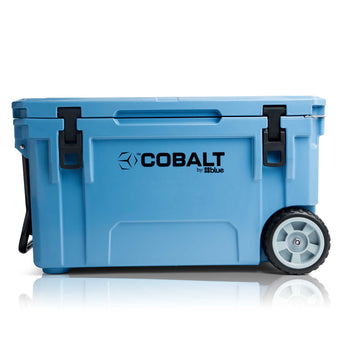 Cobalt 55 Quart Roto-Molded Super Cooler with Wheels for Outdoor Adventures