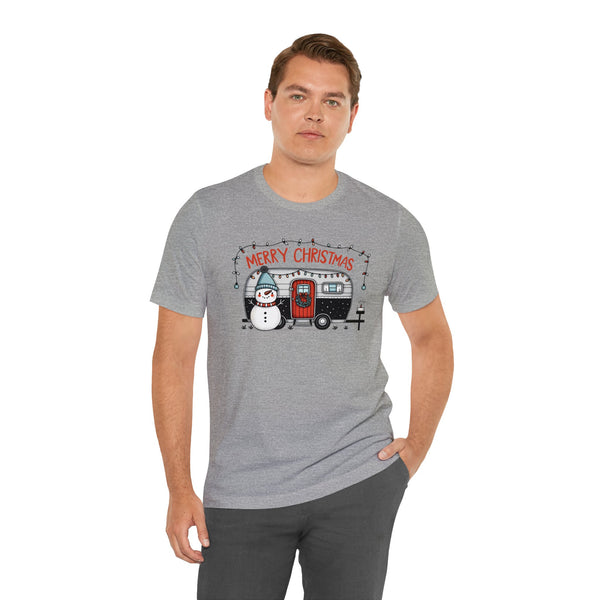 Merry Christmas Camper with Snowman T-Shirt