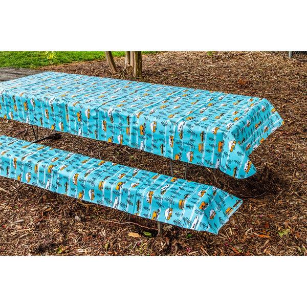 Campsite Tablecloth with Bench Covers