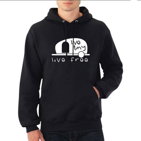 Live Tiny - Live Free Teardrop Camper Hooded Sweatshirt