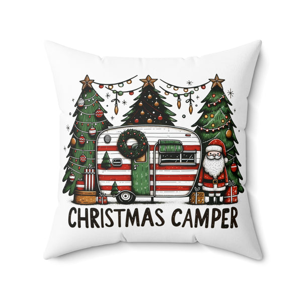 Christmas Camper with Santa Square Pillow