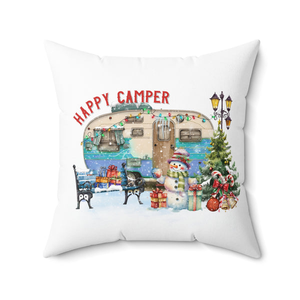 Happy Camper Christmas Square Pillow
