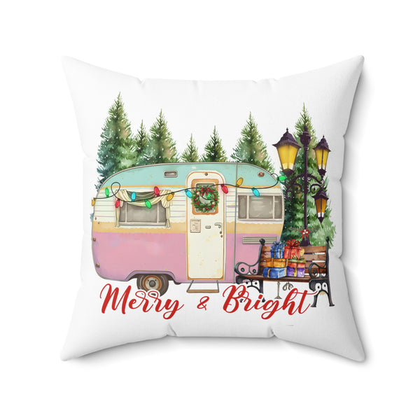 Merry & Bright Christmas Camper Square Pillow