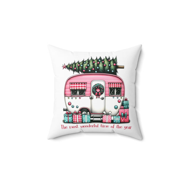 Most Wonderful Time of the Year Christmas Camper Square Pillow