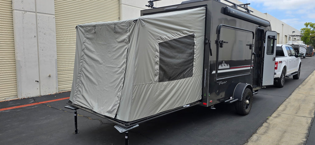 Toy Hauler Ramp Tent by PahaQue for the Intech Discovery Trailer