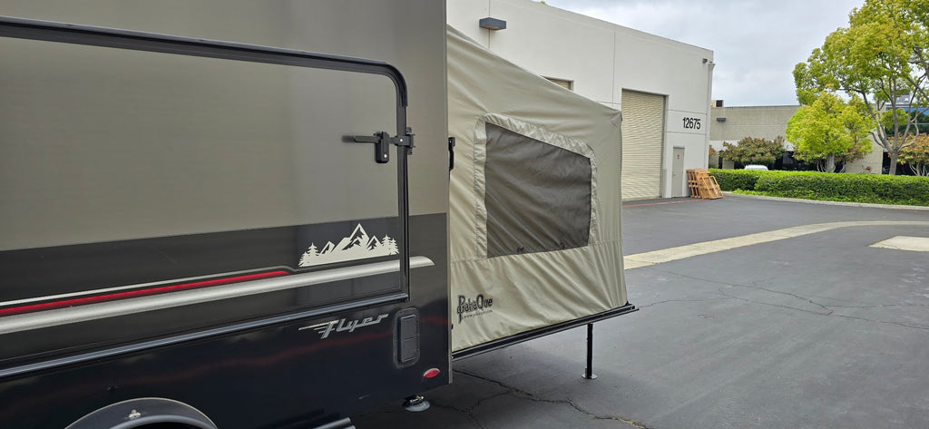 Toy Hauler Ramp Tent by PahaQue for the Intech Discovery Trailer