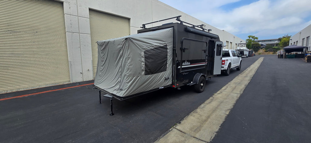 Toy Hauler Ramp Tent by PahaQue for the Intech Discovery Trailer