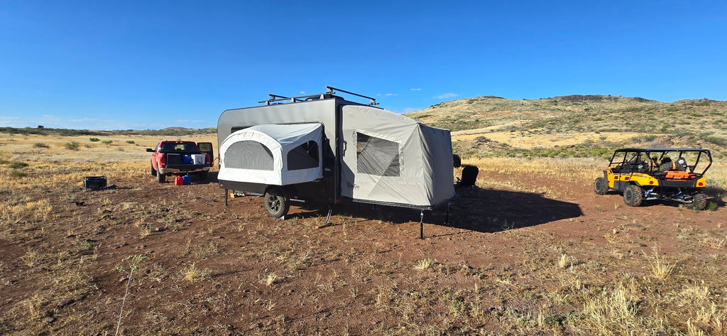 Toy Hauler Ramp Tent by PahaQue for the Intech Discovery Trailer