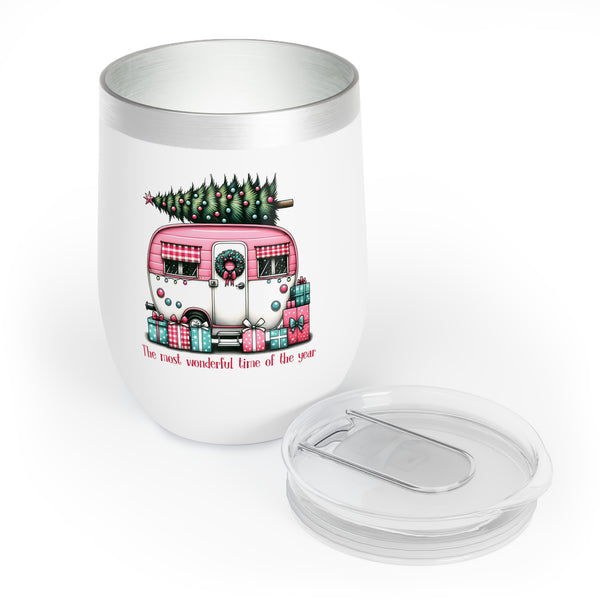 Most Wonderful Time of the Year Christmas Camper Wine Tumbler