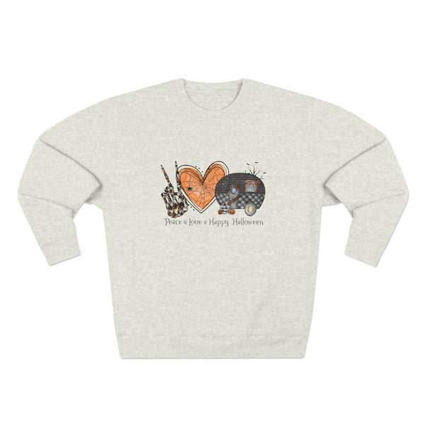 Peace - Love - Happy Halloween Camper Unisex Premium Crewneck Sweatshirt
