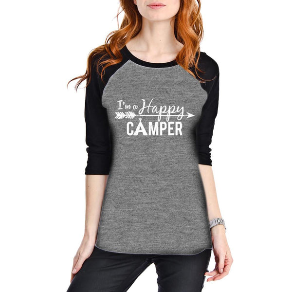 "I'm A Happy Camper" Unisex Raglan T-Shirt