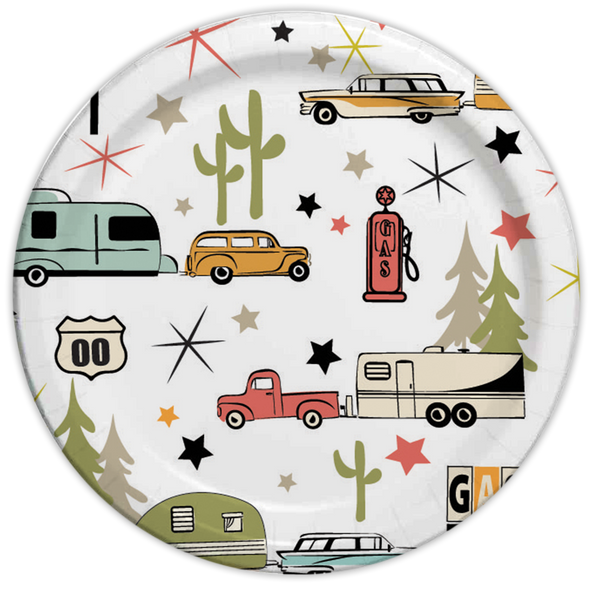 Road Trip Eco-Friendly 8 1/2" Paper Snack Plates