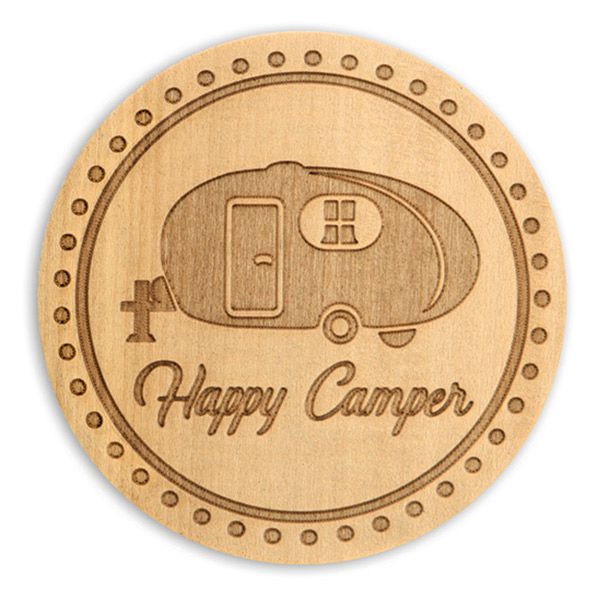 Happy Camper Wood Coaster