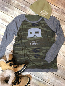 Happy Camper Women's Long Sleeve Camo Shirt