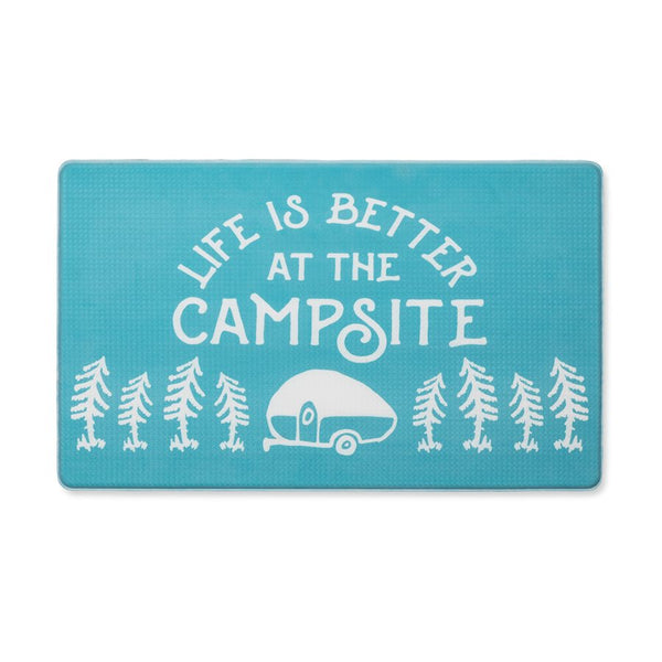 "Life is Better at the Campsite" Teal Anti-Fatigue Kitchen Mat