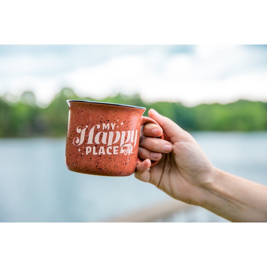 "My Happy Place" Red Ceramic Mug