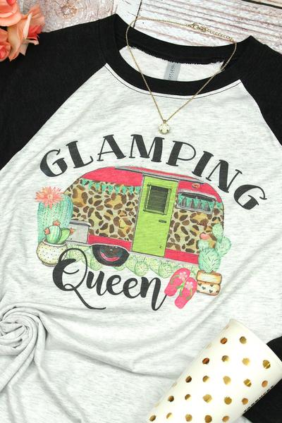 Glamping Queen Tri-Blend Unisex 3/4 Raglan