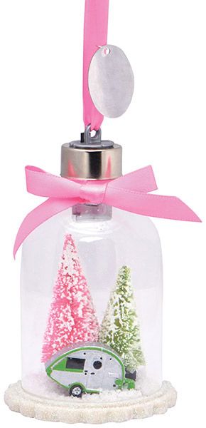 Light-Up Glass Bottle Teardrop Camper Ornament