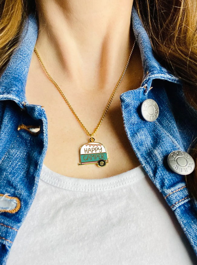 Happy Camper Enamel Necklace