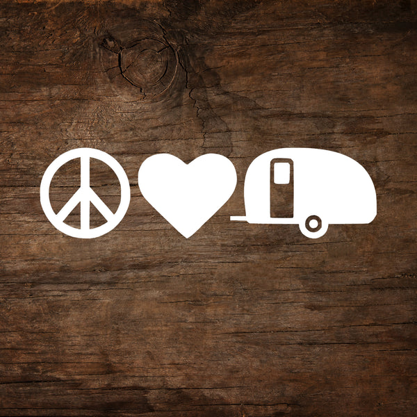 Peace, Love & Camping - Teardrop Trailer Window Decal