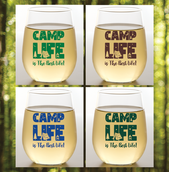 Wine-Oh Camp Life Stemless Wine Glass (4 Pack)