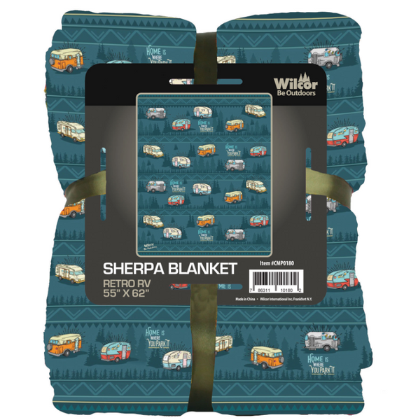 "Home is Where You Park It" Sherpa Blanket