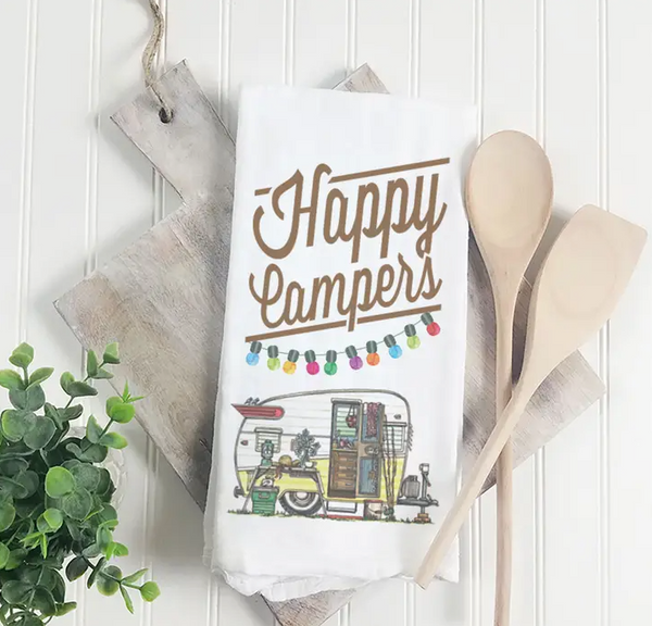 Design Imports DII Happy Camper How We Roll Dish Towels - Set of 2 - Camper  Embellished - Campsite Printed 