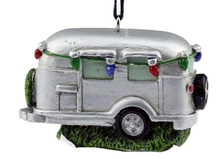 Silver Camper Ornament with Lights