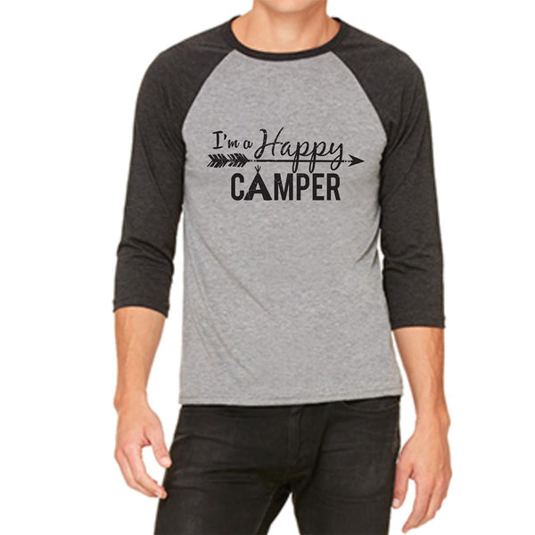 "I'm A Happy Camper" Men's Raglan Sleeve T-Shirt