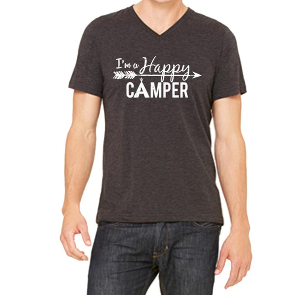 "I'm A Happy Camper" Men's V-Neck Short Sleeve Shirt