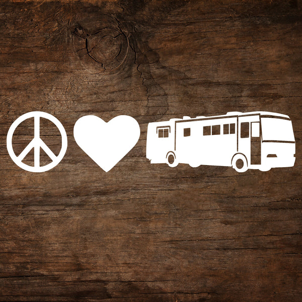 Peace, Love & Camping Motorhome Window Decal