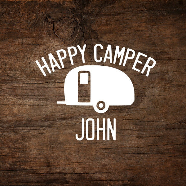 Happy Camper (Personalized) Teardrop Trailer Window Decal