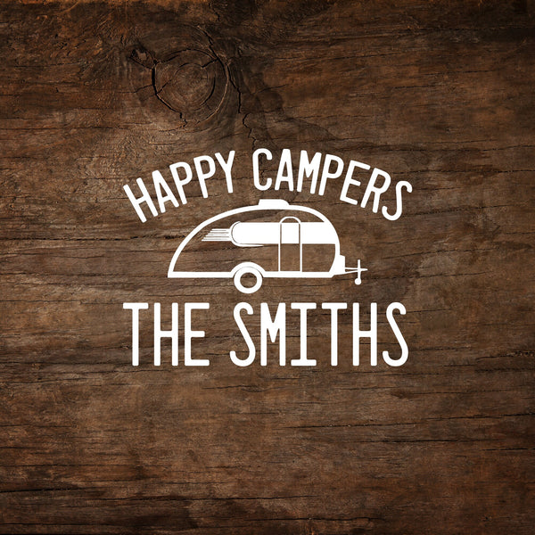 Happy Campers (Personalized) Little Guy Max Trailer Window Decal