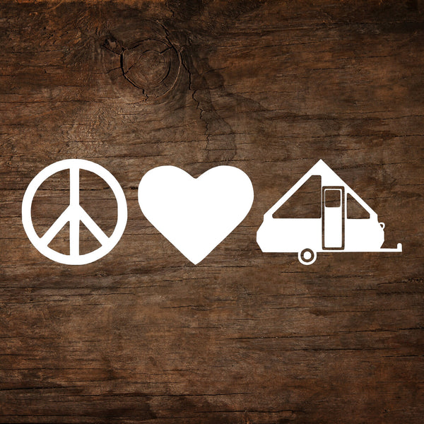 Peace, Love & Camping A-Frame Trailer Window Decal