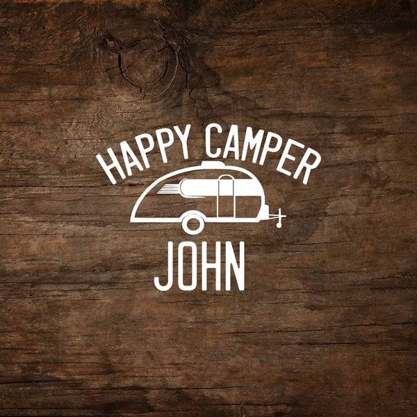 Happy Camper (Personalized) Little Guy Max Trailer Window Decal