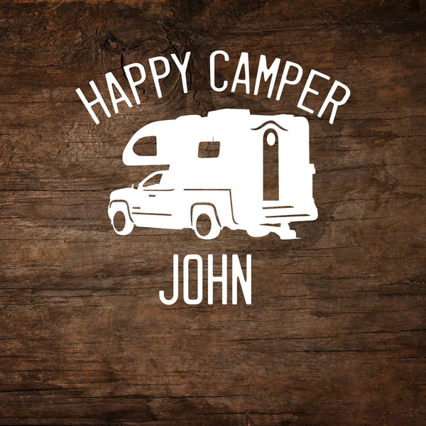 Happy Camper (Personalized) Truck Camper Window Decal