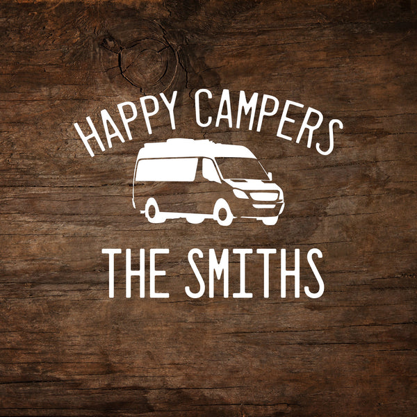 Happy Campers (Personalized) Camper Van Window Decal