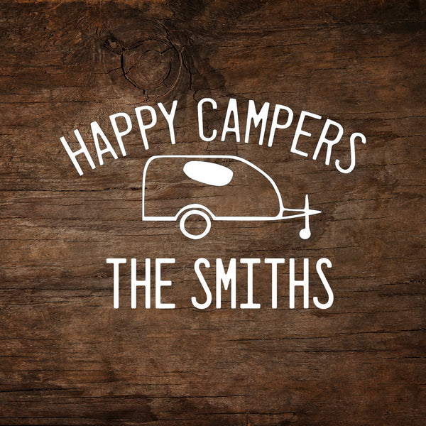 Happy Campers (Personalized) MyPod Trailer Window Decal